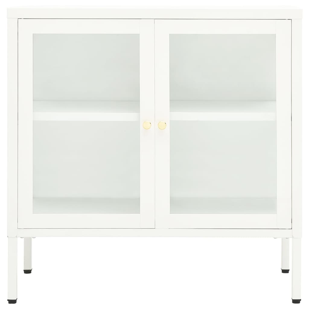 Sideboard White 70x35x70 cm Steel and Glass