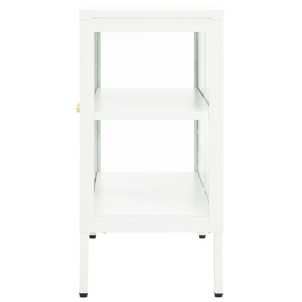 Sideboard White 70x35x70 cm Steel and Glass