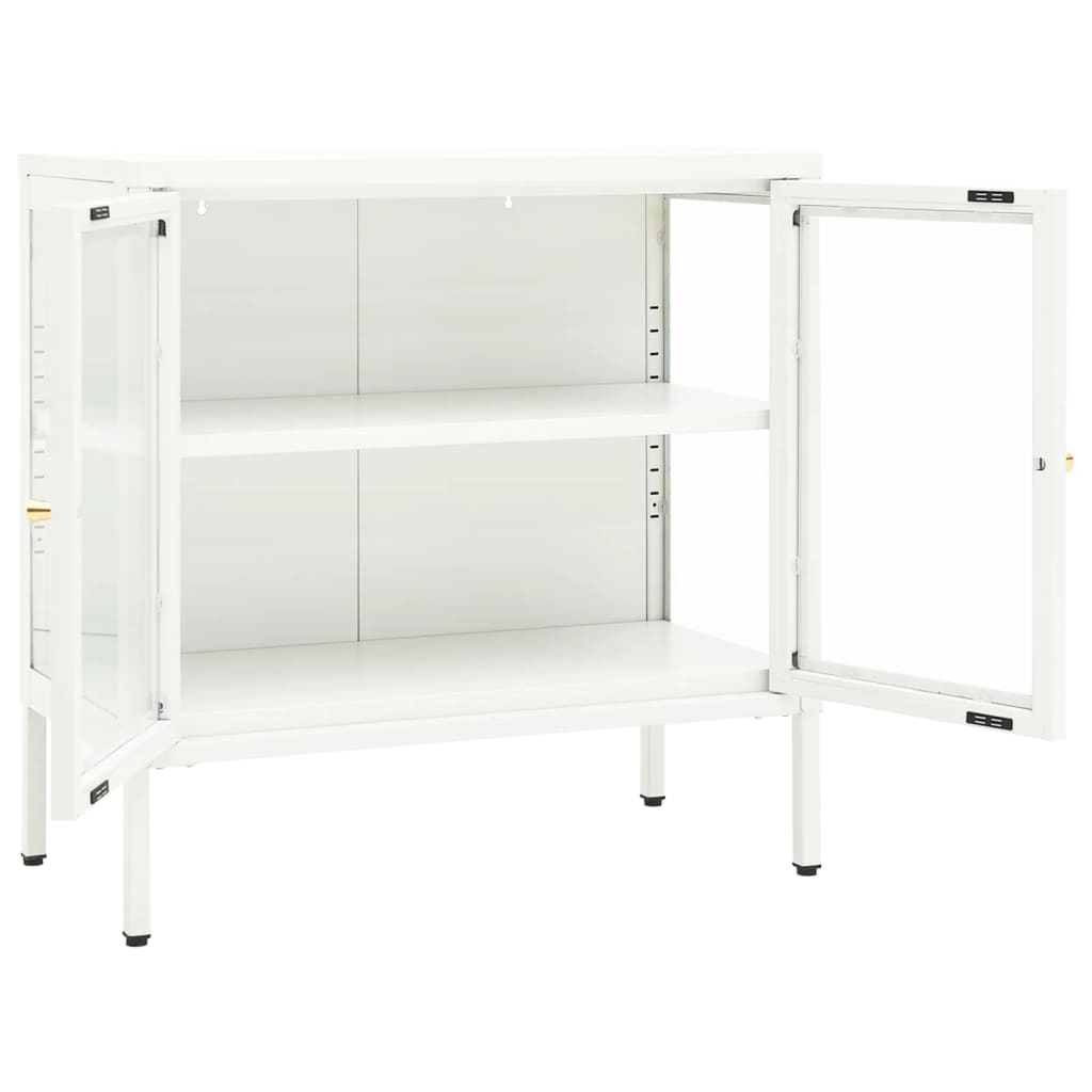 Sideboard White 70x35x70 cm Steel and Glass