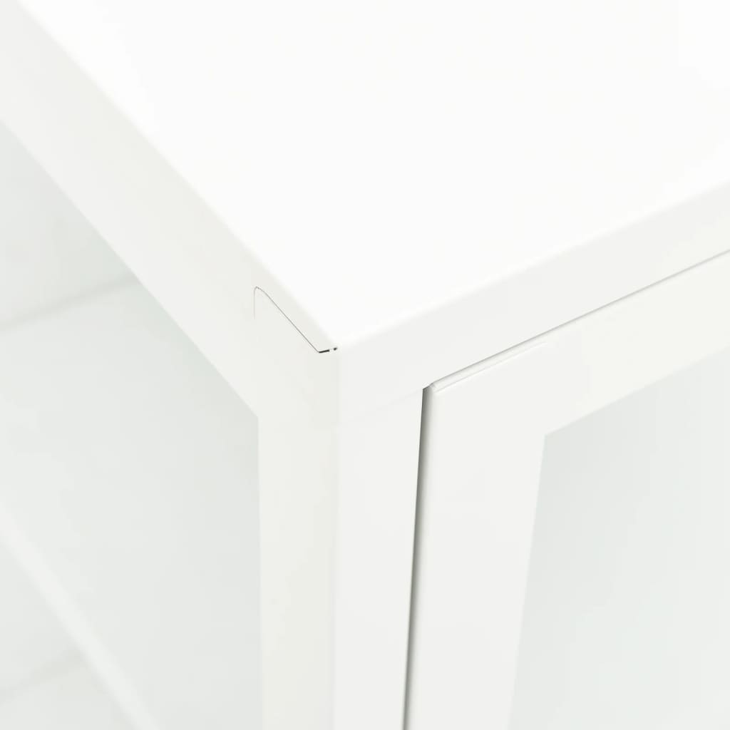 Sideboard White 70x35x70 cm Steel and Glass