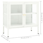 Sideboard White 70x35x70 cm Steel and Glass