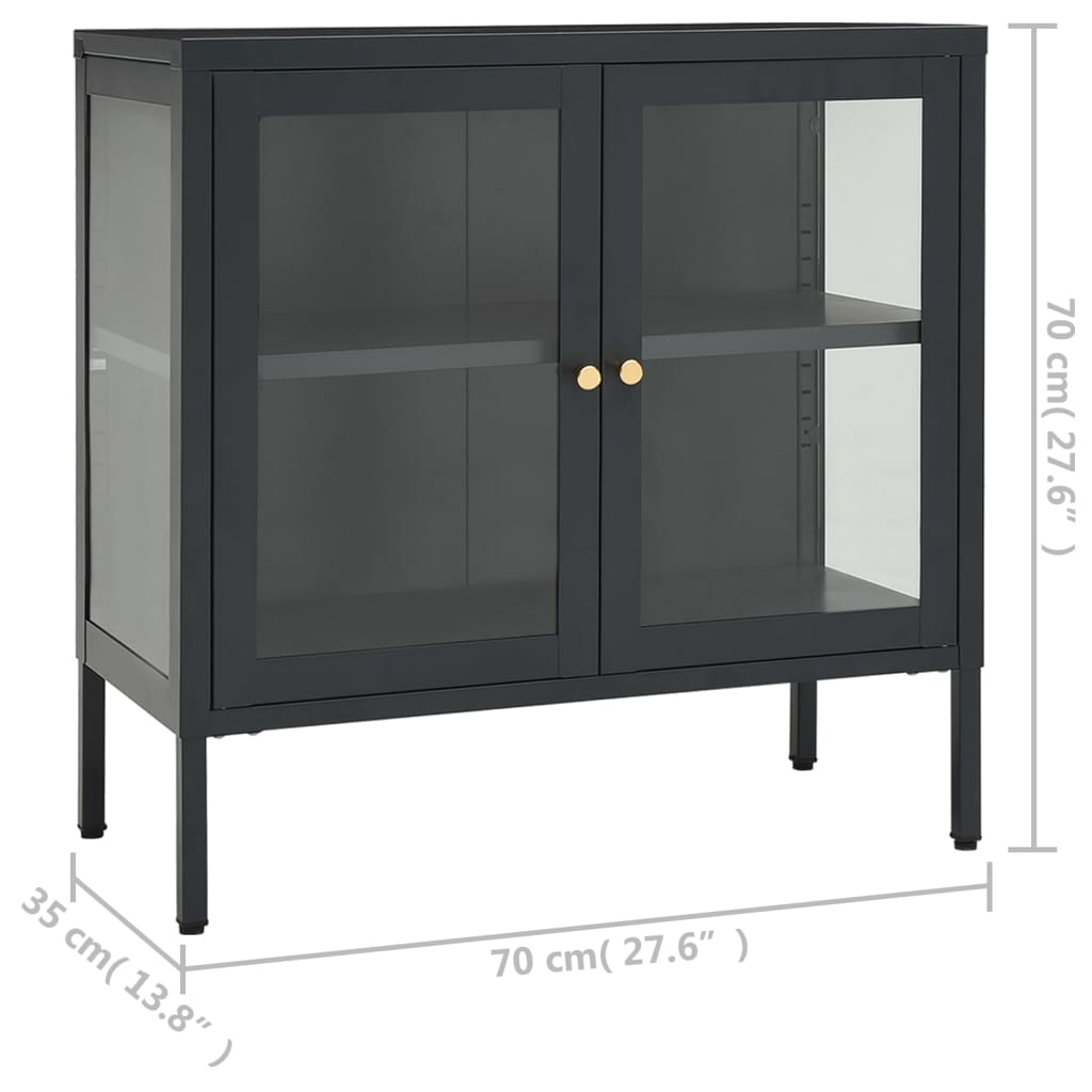 Sideboard Anthracite 70x35x70 cm Steel and Glass