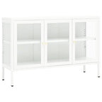 Sideboard White 105x35x70 cm Steel and Glass