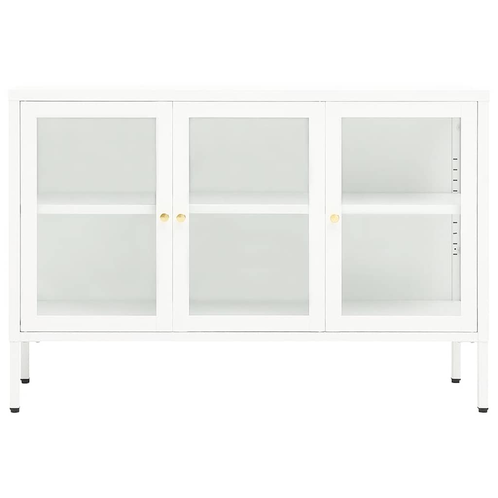 Sideboard White 105x35x70 cm Steel and Glass