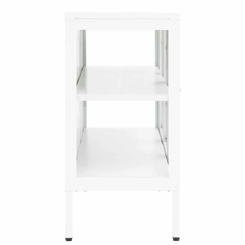 Sideboard White 105x35x70 cm Steel and Glass