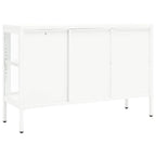 Sideboard White 105x35x70 cm Steel and Glass