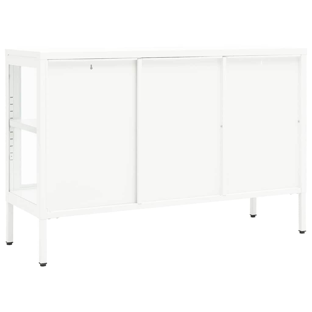 Sideboard White 105x35x70 cm Steel and Glass