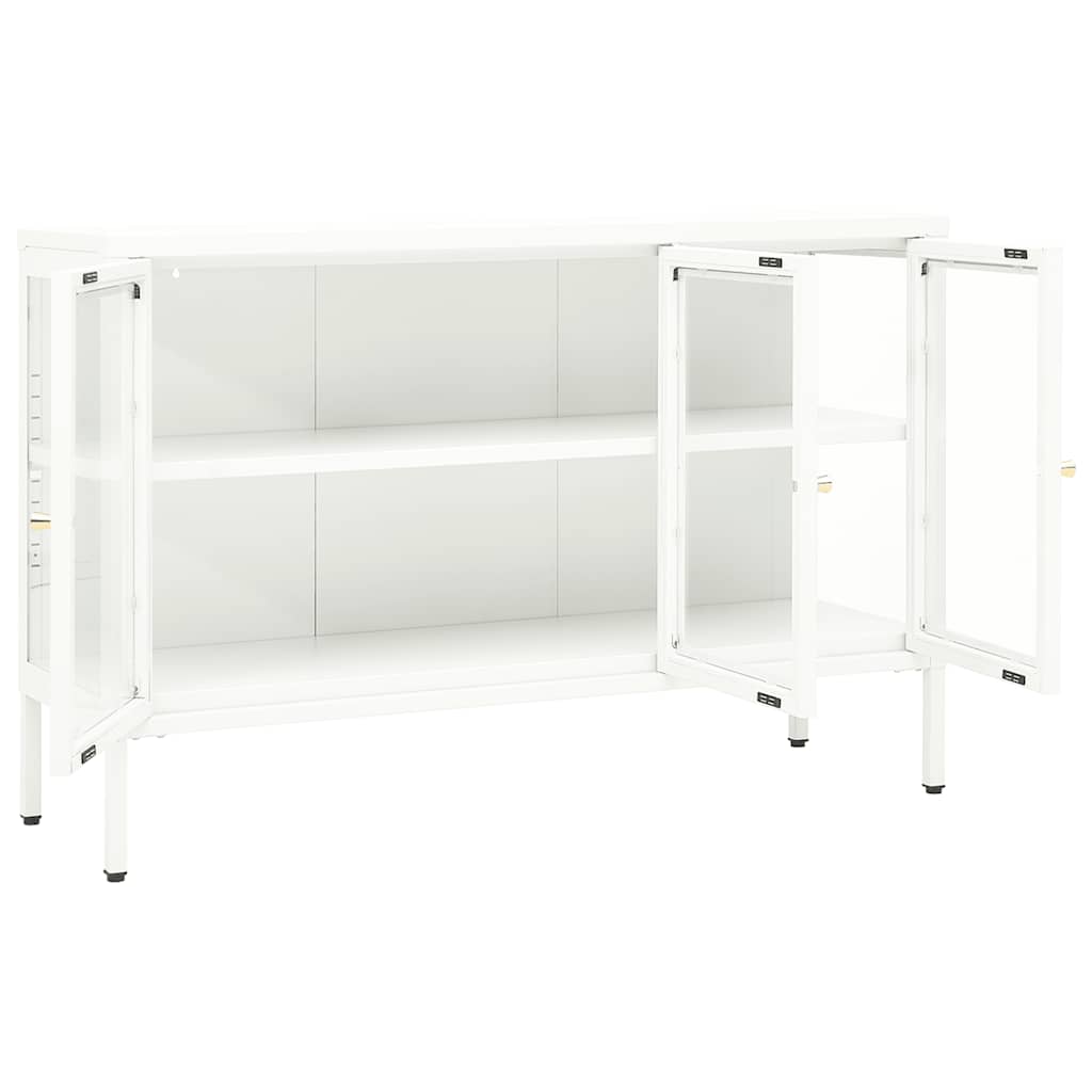 Sideboard White 105x35x70 cm Steel and Glass