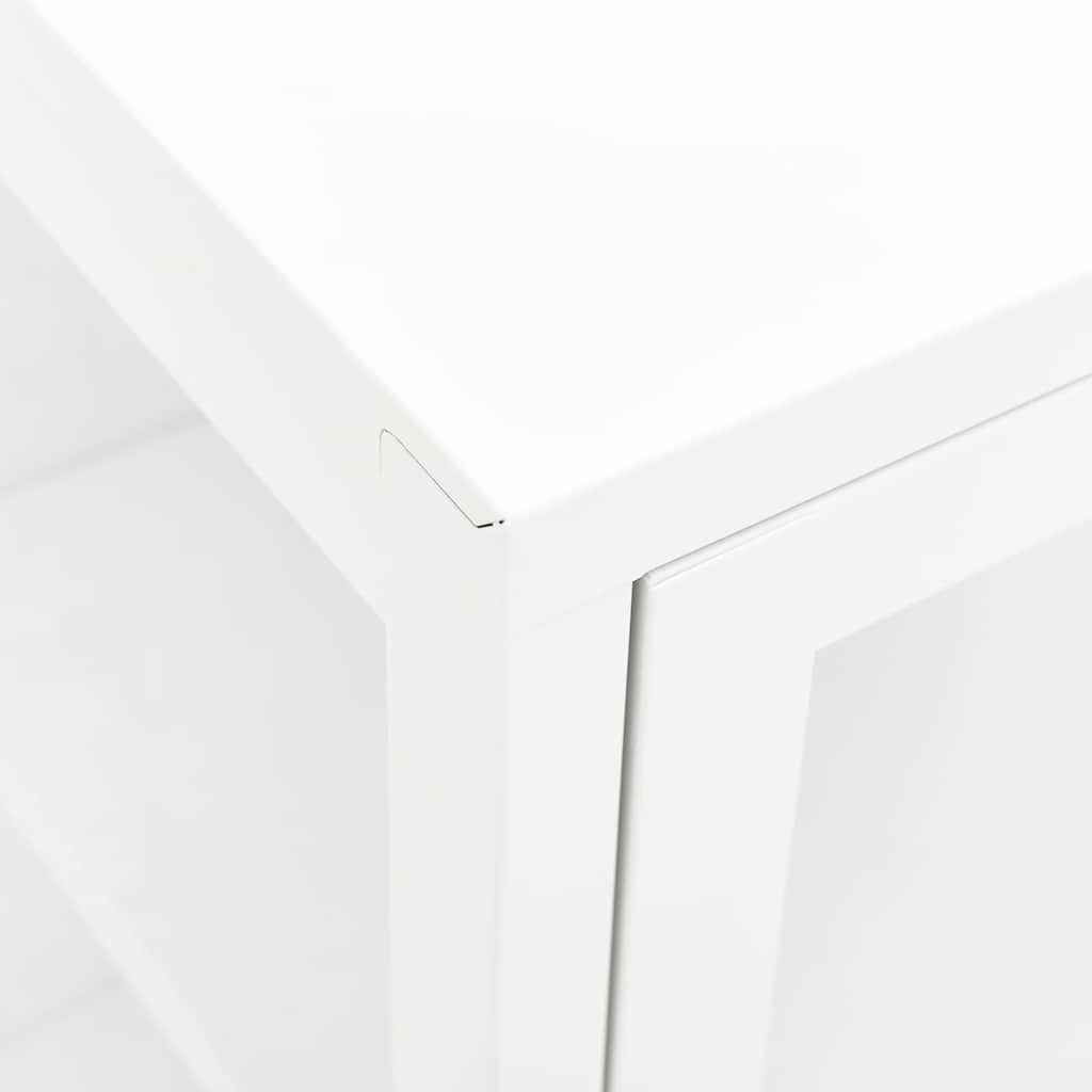 Sideboard White 105x35x70 cm Steel and Glass