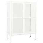 Sideboard White 75x35x105 cm Steel and Glass