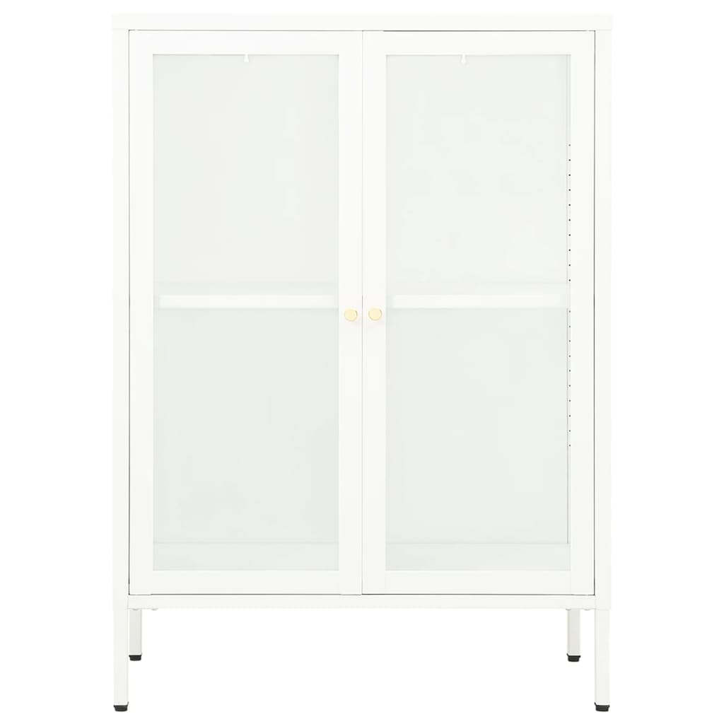 Sideboard White 75x35x105 cm Steel and Glass