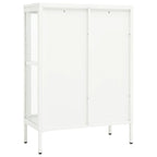 Sideboard White 75x35x105 cm Steel and Glass