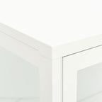 Sideboard White 75x35x105 cm Steel and Glass