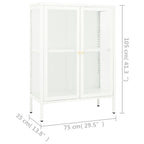 Sideboard White 75x35x105 cm Steel and Glass