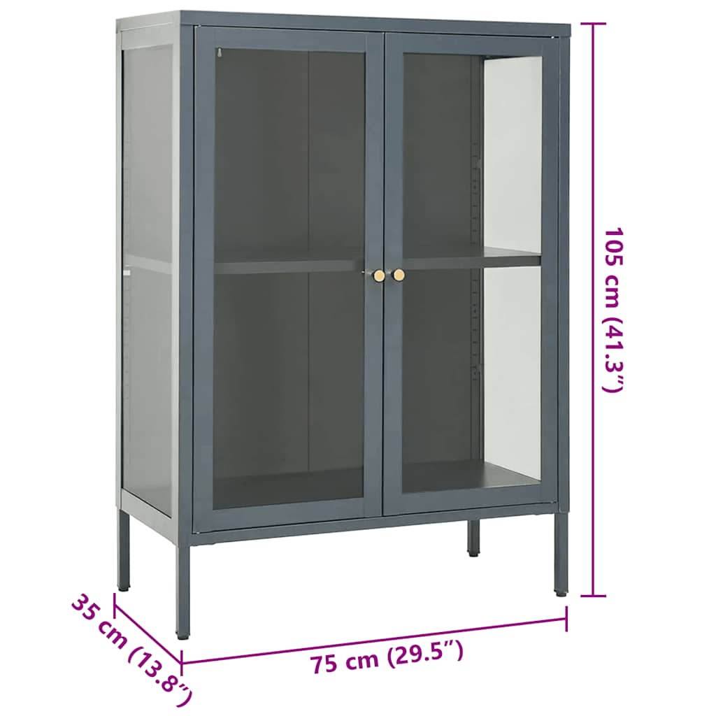 Sideboard Anthracite 75x35x105 cm Steel and Glass