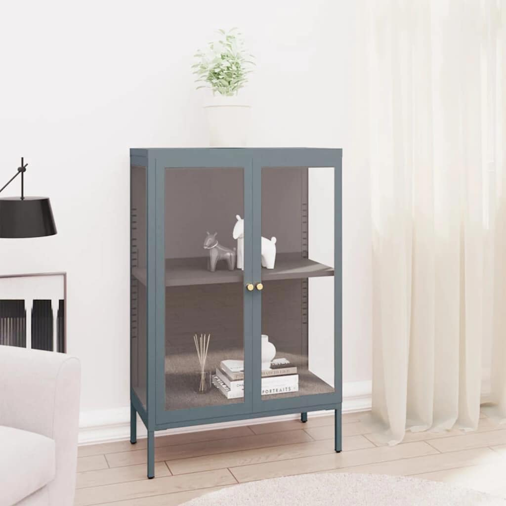 Sideboard Anthracite 75x35x105 cm Steel and Glass