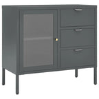 Sideboard Anthracite 75x35x70 cm Steel and Tempered Glass