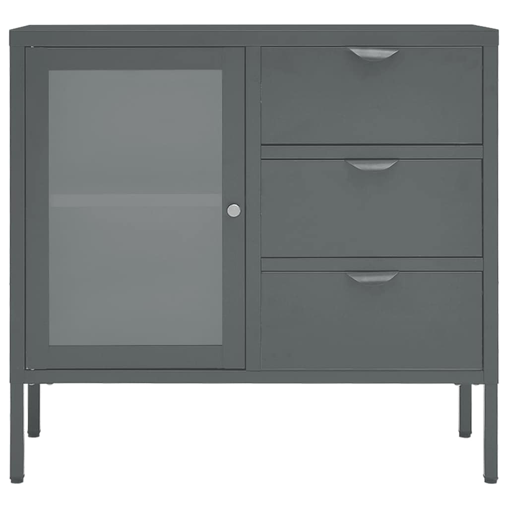 Sideboard Anthracite 75x35x70 cm Steel and Tempered Glass