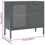 Sideboard Anthracite 75x35x70 cm Steel and Tempered Glass