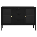 Sideboard Black 105x35x70 cm Steel and Tempered Glass