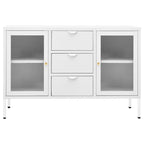 Sideboard White 105x35x70 cm Steel and Tempered Glass