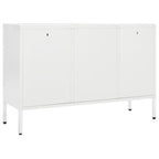 Sideboard White 105x35x70 cm Steel and Tempered Glass