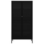 Display Cabinet Black 90x40x180 cm Steel and Tempered Glass