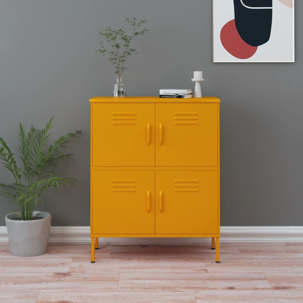 Storage Cabinet Mustard Yellow 80x35x101.5 cm Steel