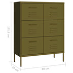Drawer Cabinet Olive Green 80x35x101.5 cm Steel