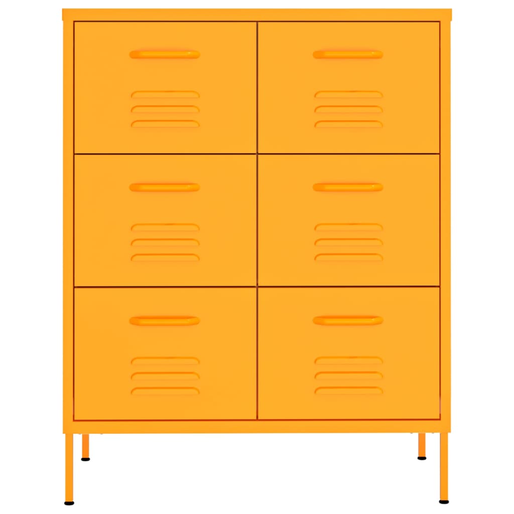 Drawer Cabinet Mustard Yellow 80x35x101.5 cm Steel