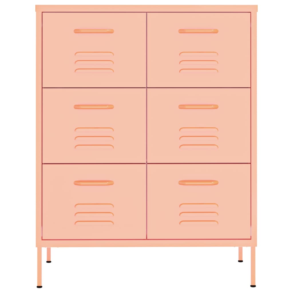 Drawer Cabinet Pink 80x35x101.5 cm Steel