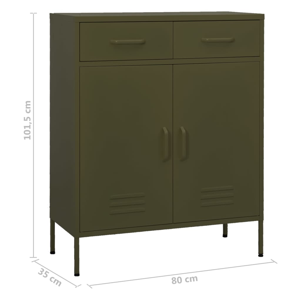 Storage Cabinet Olive Green 80x35x101.5 cm Steel