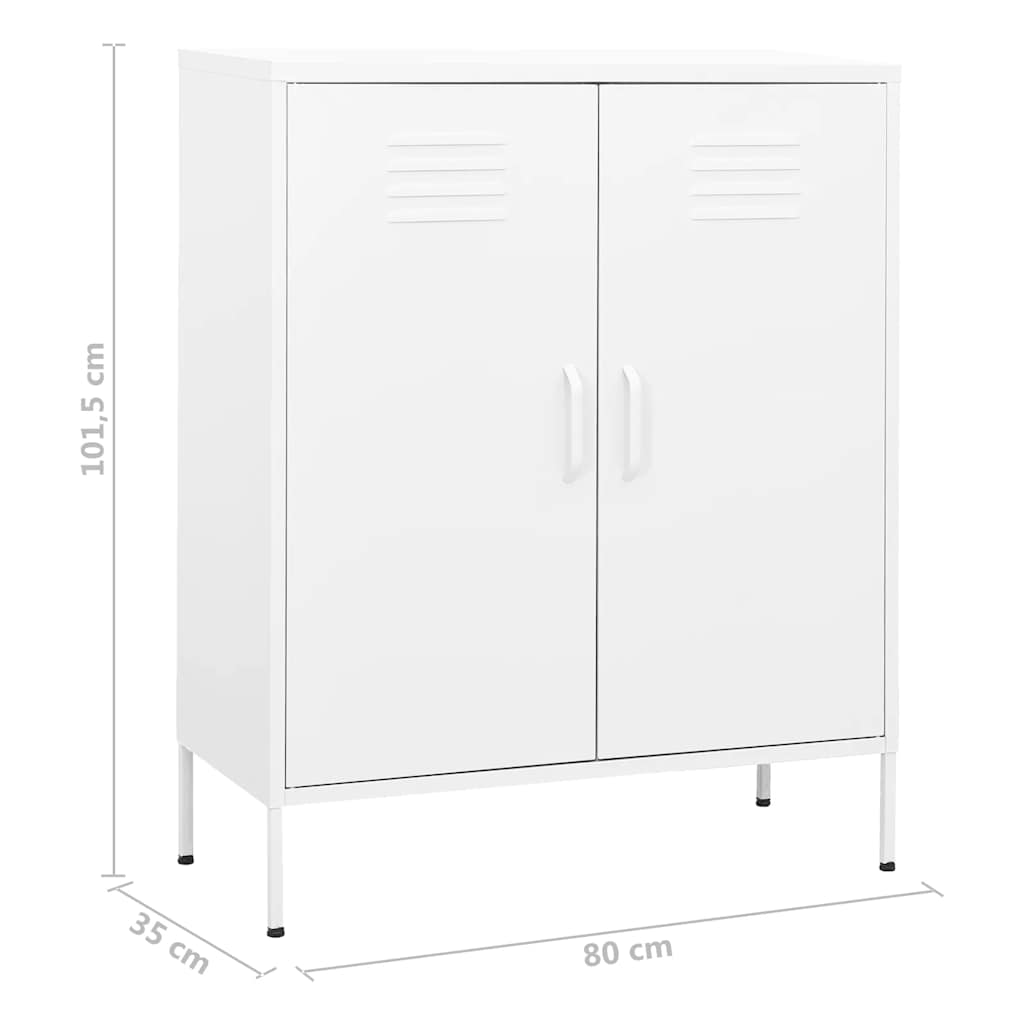 Storage Cabinet White 80x35x101.5 cm Steel