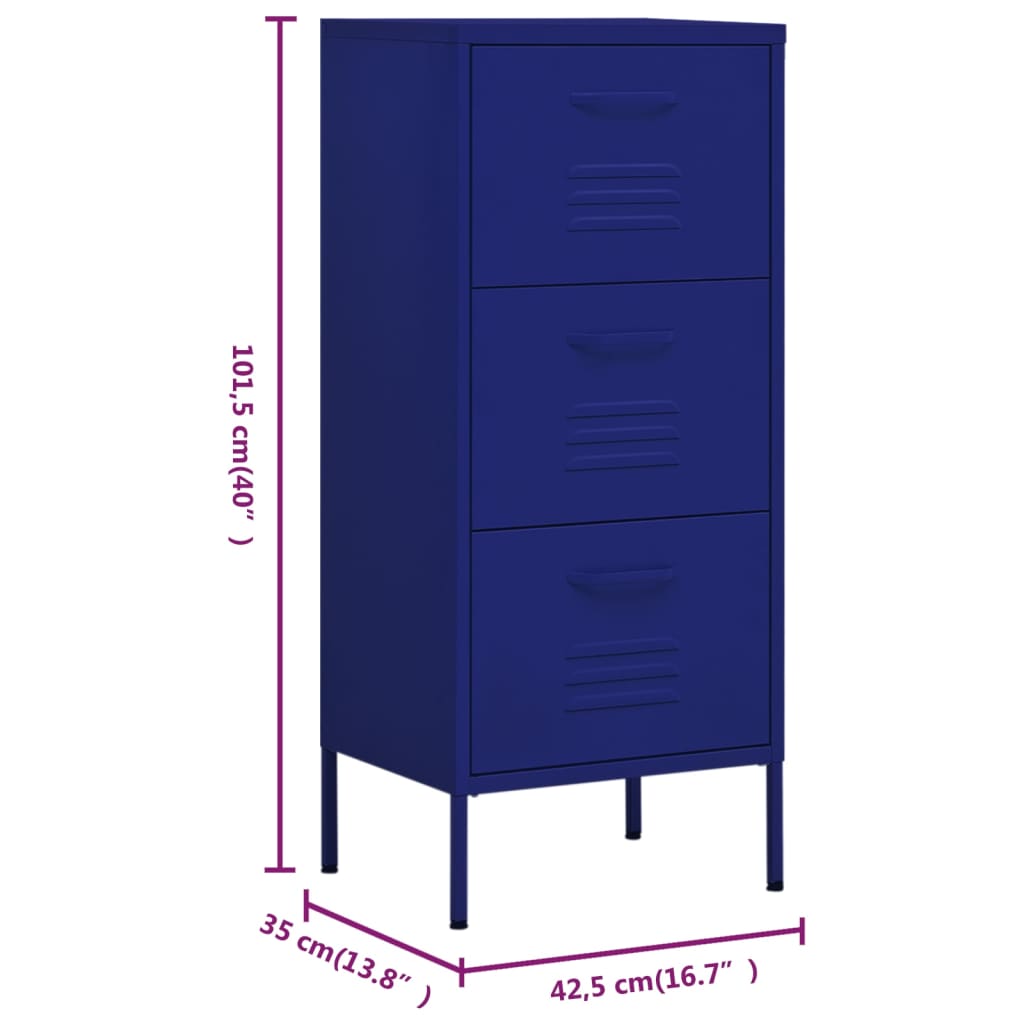 Storage Cabinet Navy Blue 42.5x35x101.5 cm Steel