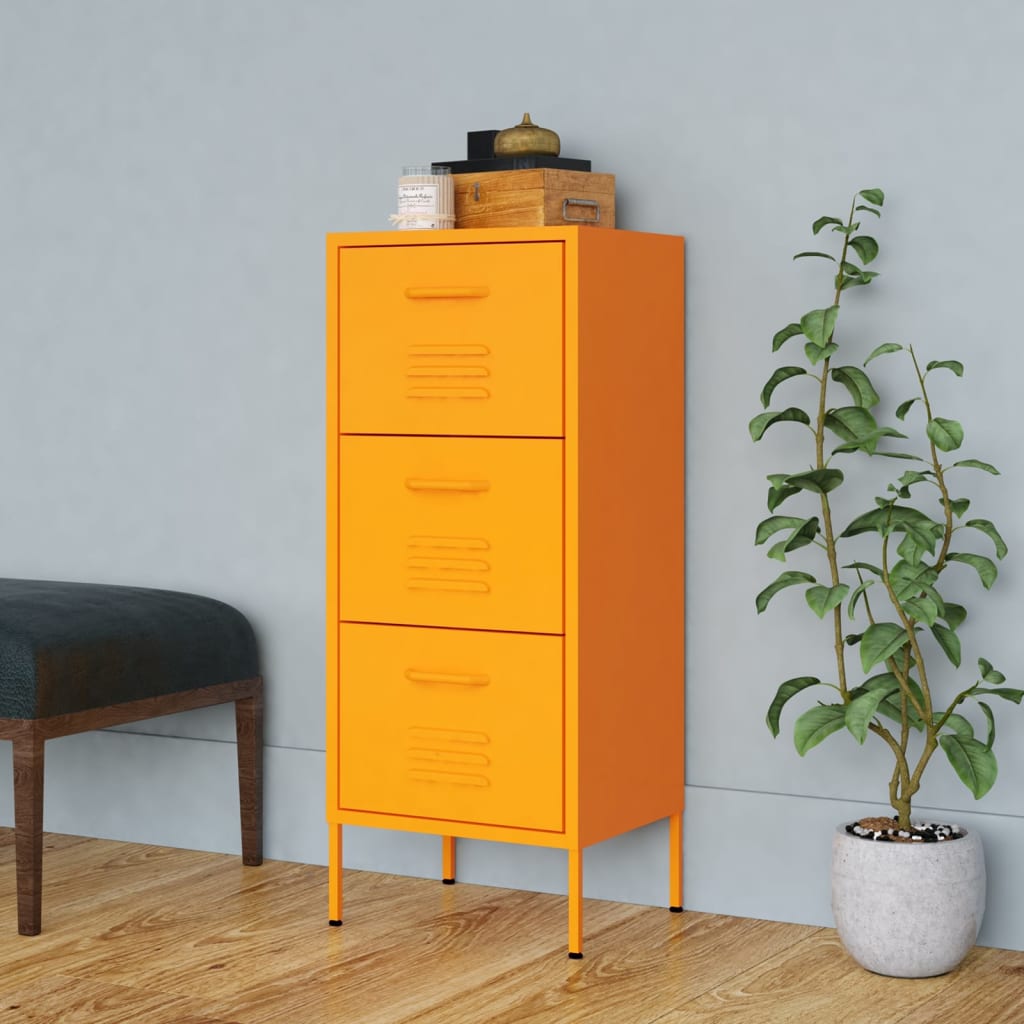 Storage Cabinet Mustard Yellow 42.5x35x101.5 cm Steel