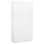 Office Cabinet White 90x40x180 cm Steel and Tempered Glass