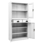 Office Cabinet White 90x40x180 cm Steel and Tempered Glass