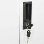 Office Cabinet White 90x40x180 cm Steel and Tempered Glass