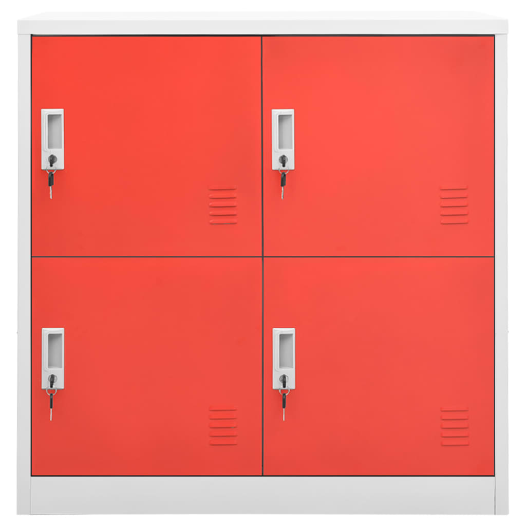 Locker Cabinet Light Grey and Red 90x45x92.5 cm Steel