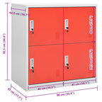 Locker Cabinet Light Grey and Red 90x45x92.5 cm Steel