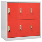 Locker Cabinet Light Grey and Red 90x45x92.5 cm Steel