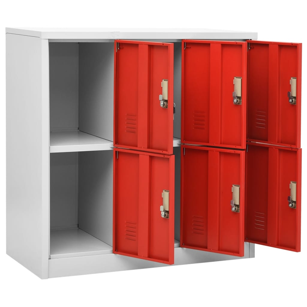 Locker Cabinet Light Grey and Red 90x45x92.5 cm Steel