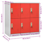 Locker Cabinet Light Grey and Red 90x45x92.5 cm Steel