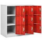 Locker Cabinet Light Grey and Red 90x45x92.5 cm Steel