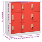 Locker Cabinet Light Grey and Red 90x45x92.5 cm Steel