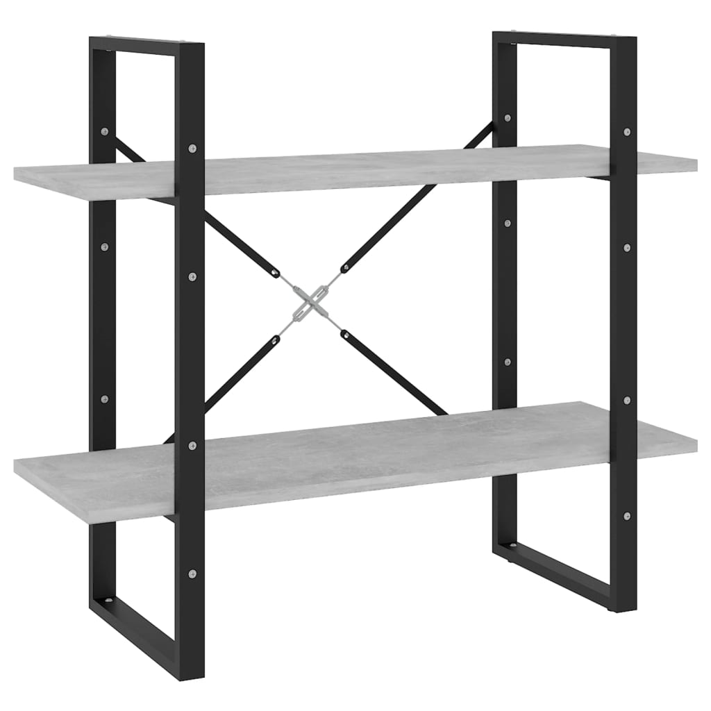 2-Tier Book Cabinet Concrete Grey 80x30x70 cm Engineered Wood