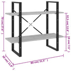 2-Tier Book Cabinet Concrete Grey 80x30x70 cm Engineered Wood