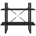 2-Tier Book Cabinet Black 80x30x70 cm Solid Pine Wood