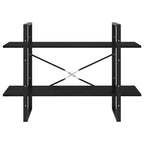 2-Tier Book Cabinet Black 100x30x70 cm Solid Pine Wood