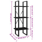 3-Tier Book Cabinet Black 40x30x105 cm Engineered Wood